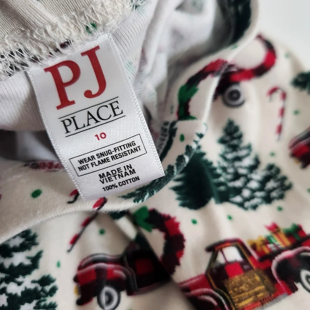 Boys Girls kids Christmas Truck Cotton Pajama Set Red Green White Size 10‎